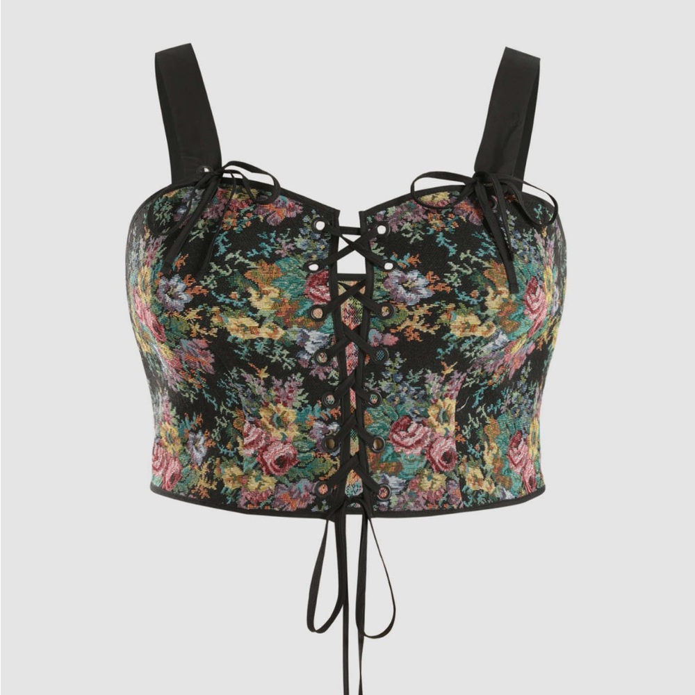 Floral Lace Up Corset